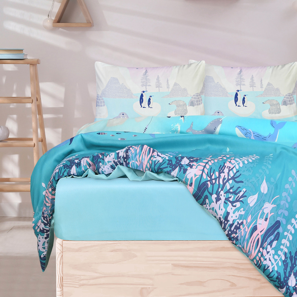 Smart Living Double Arctic Animals Lilac Reversible Microfibre Kids Bedding Set Image 3