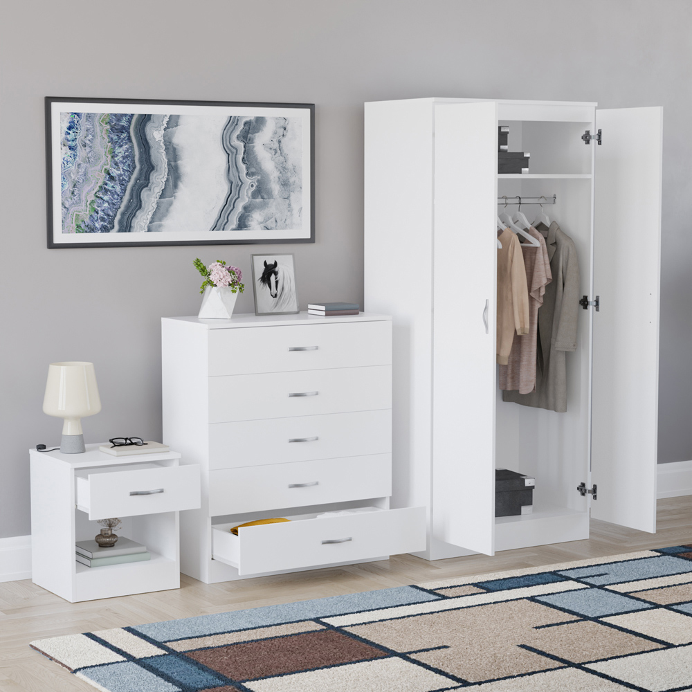VIDA DESIGNS Riano White 3 Piece Bedroom Furniture Set Image 5