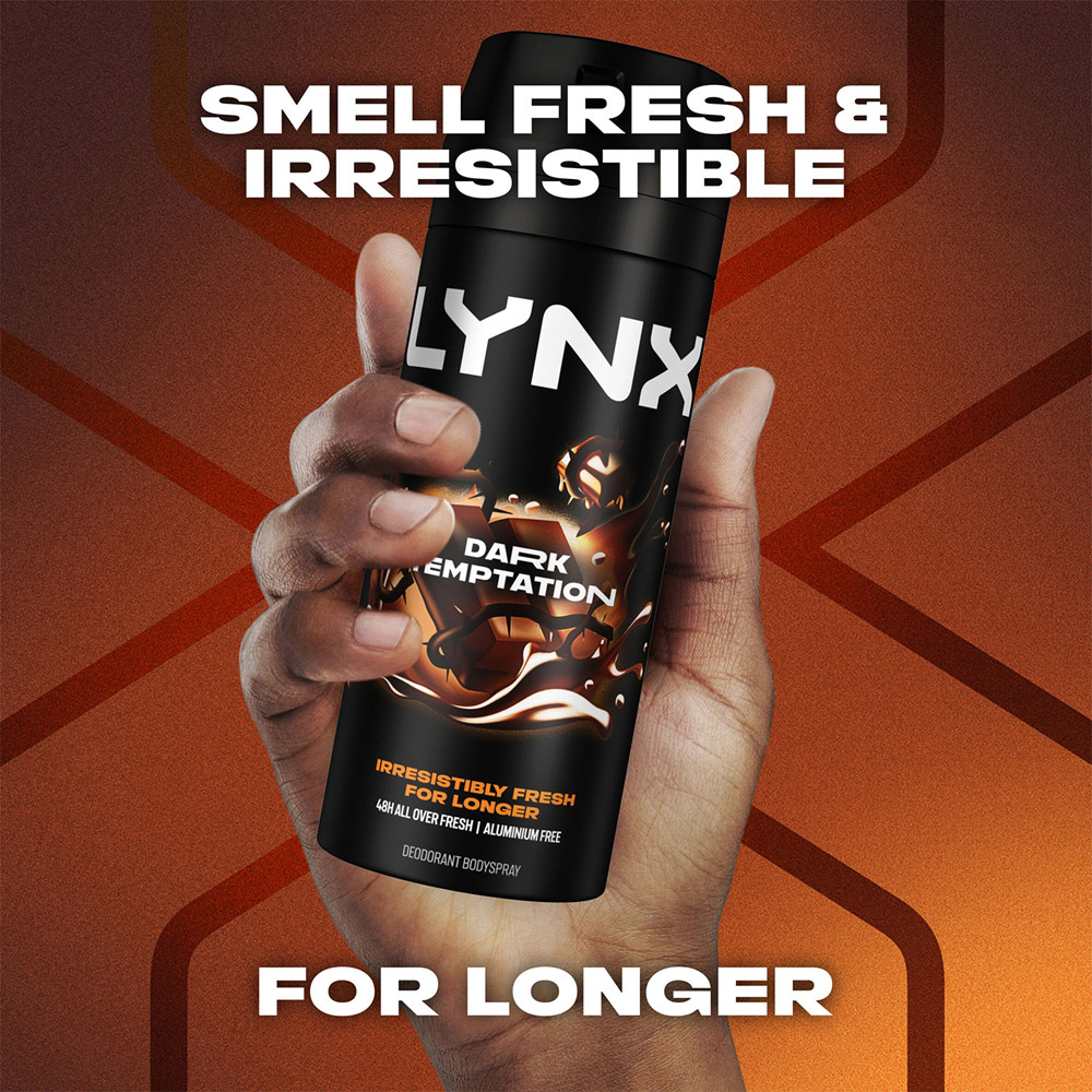 Lynx Dark Temptation Dark Chocolate 48H Protection Deodorant Body Spray 150ml 3 Pack Image 4