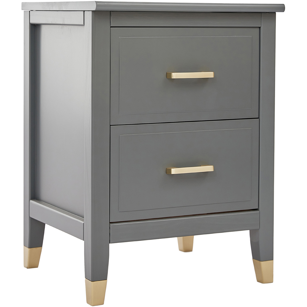 Palazzi 2 Drawer Grey Wide Bedside Table Image 2