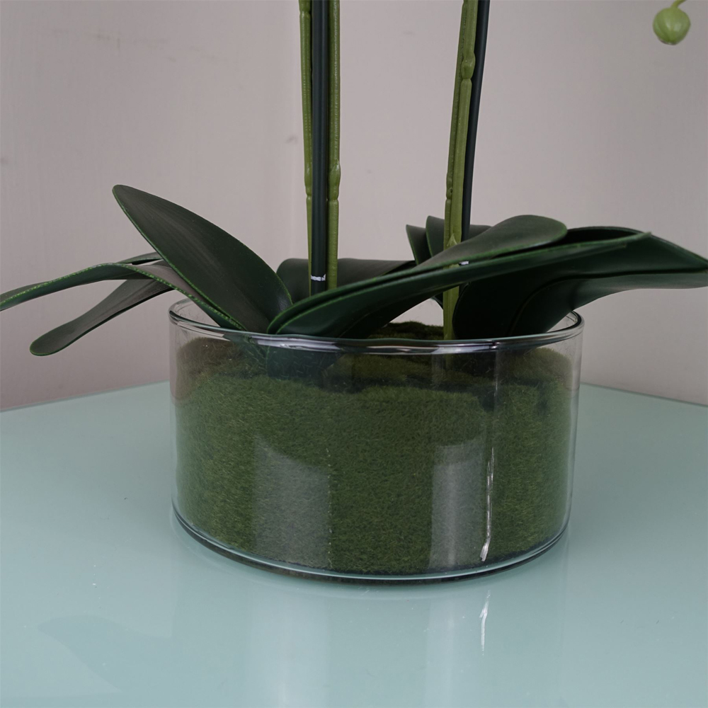 Leaf White Orchid Artificial Plant in Glass Planter 50cm Image 5