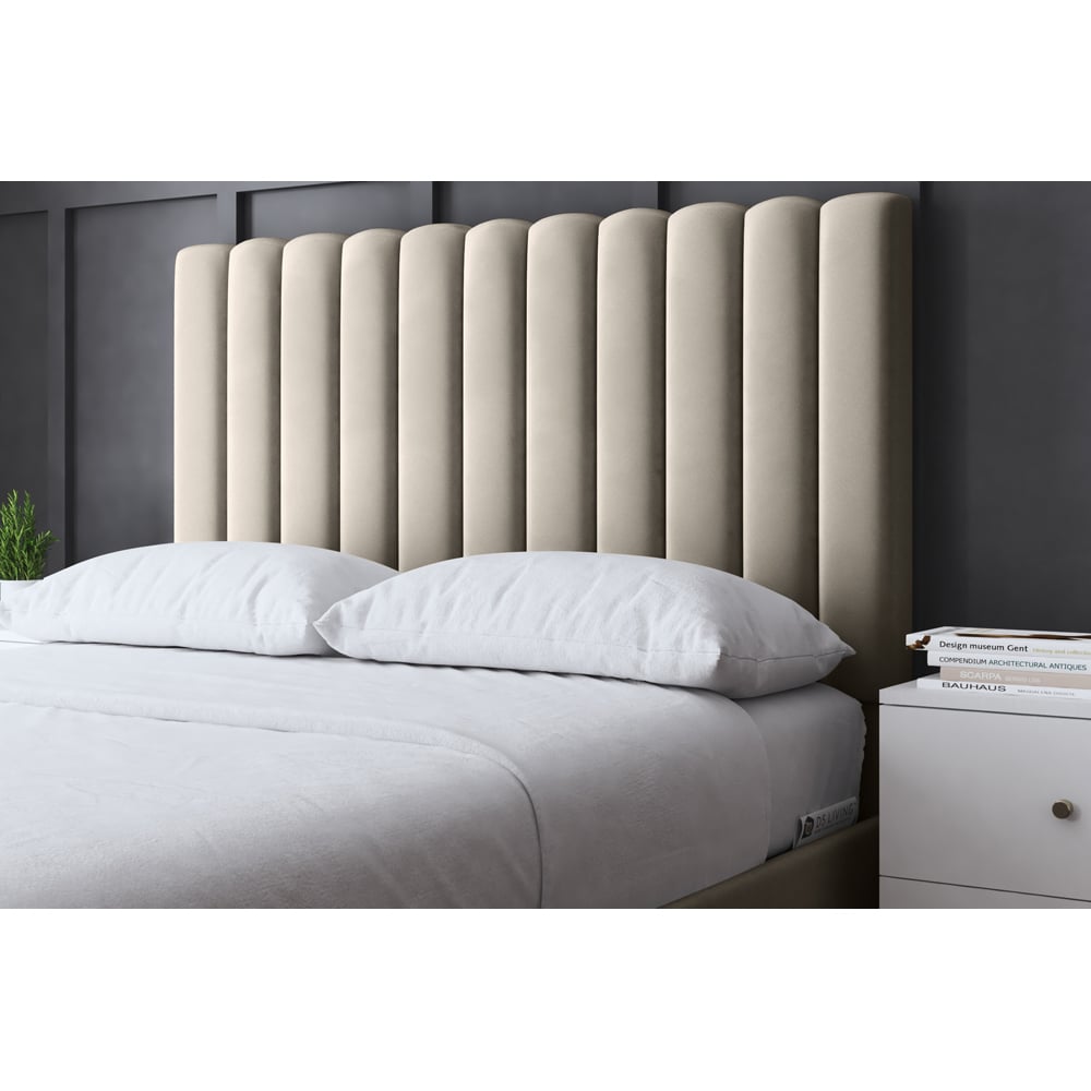 DS Living Evangeline Super King Cream Upholstered Ottoman Bed with Headboard Image 3