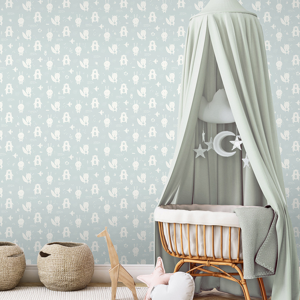 Muriva Little Critters Duck Egg Wallpaper Image 2