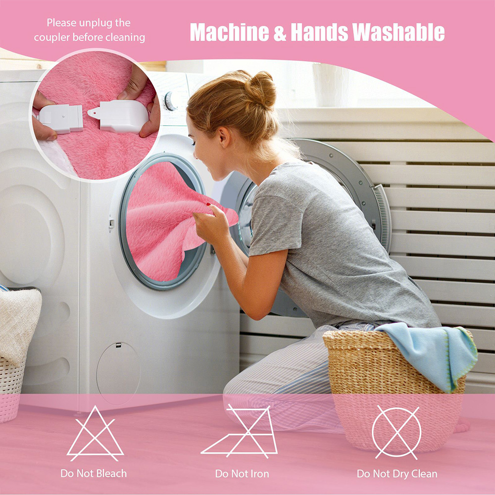 Costway Pink Electric Blanket Throw with 10 Heat Settings Image 6