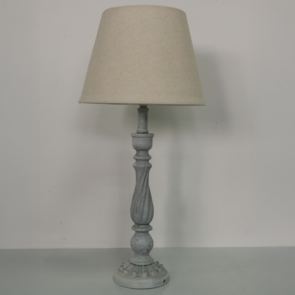 Acacia Home White Linen Shade Grey Table Lamp Image 3