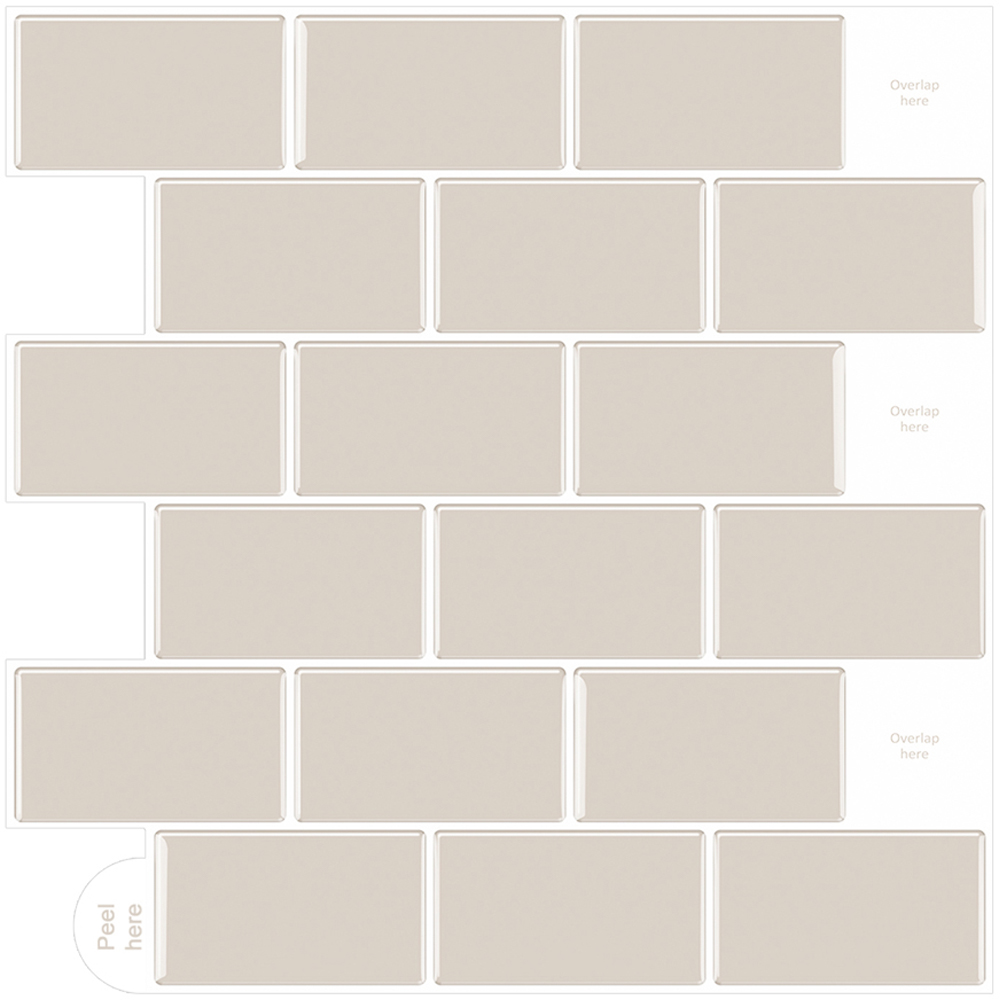 Living and Home 1.2mm Light Yellow Peel and Stick Backsplash Tile 30.5 x 30.5cm 10 Pack Image 2