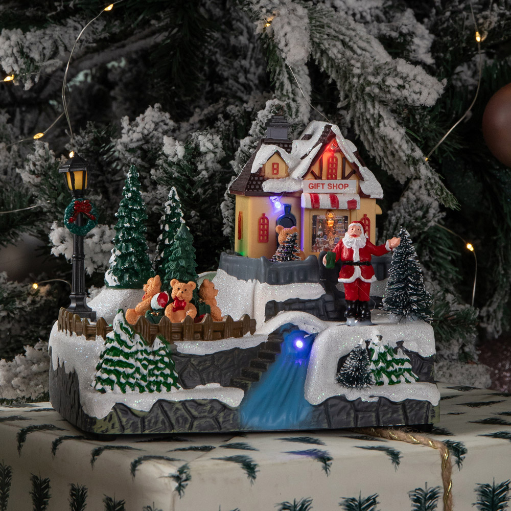 Samuel Alexander Light Up Christmas Gift Shop Snow Scene with Music and LED Lights 18cm Image 3