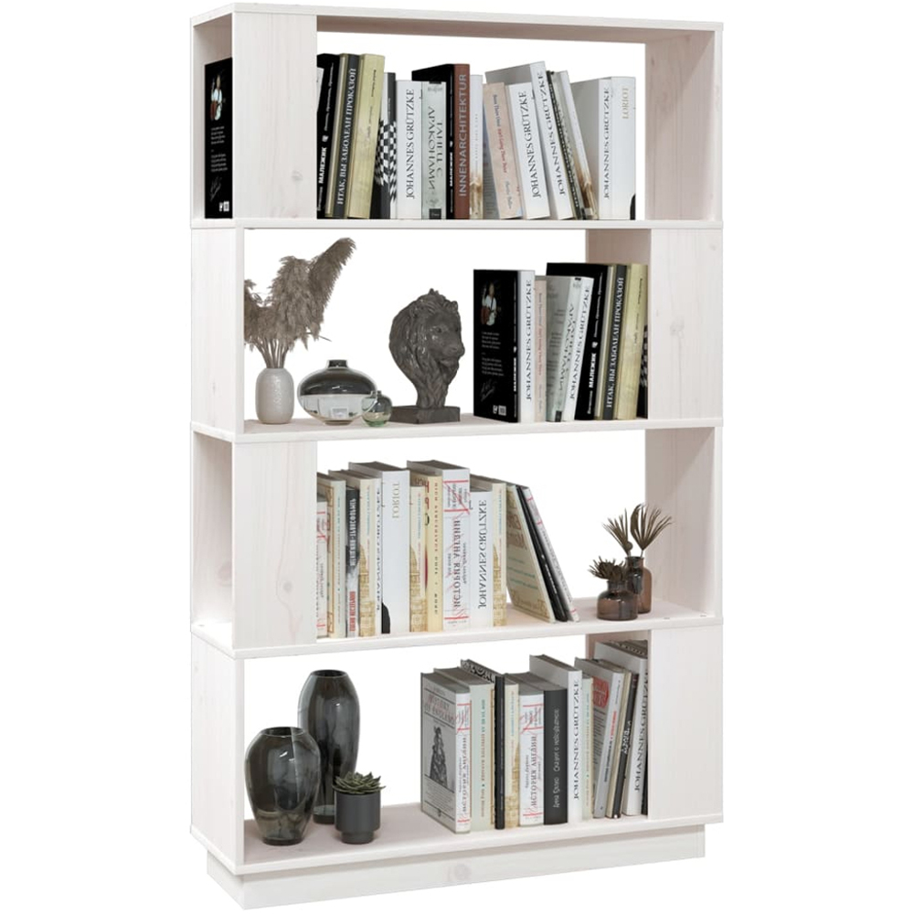 vidaXL 4 Shelf White Solid Wood Pine Bookcase Image 4