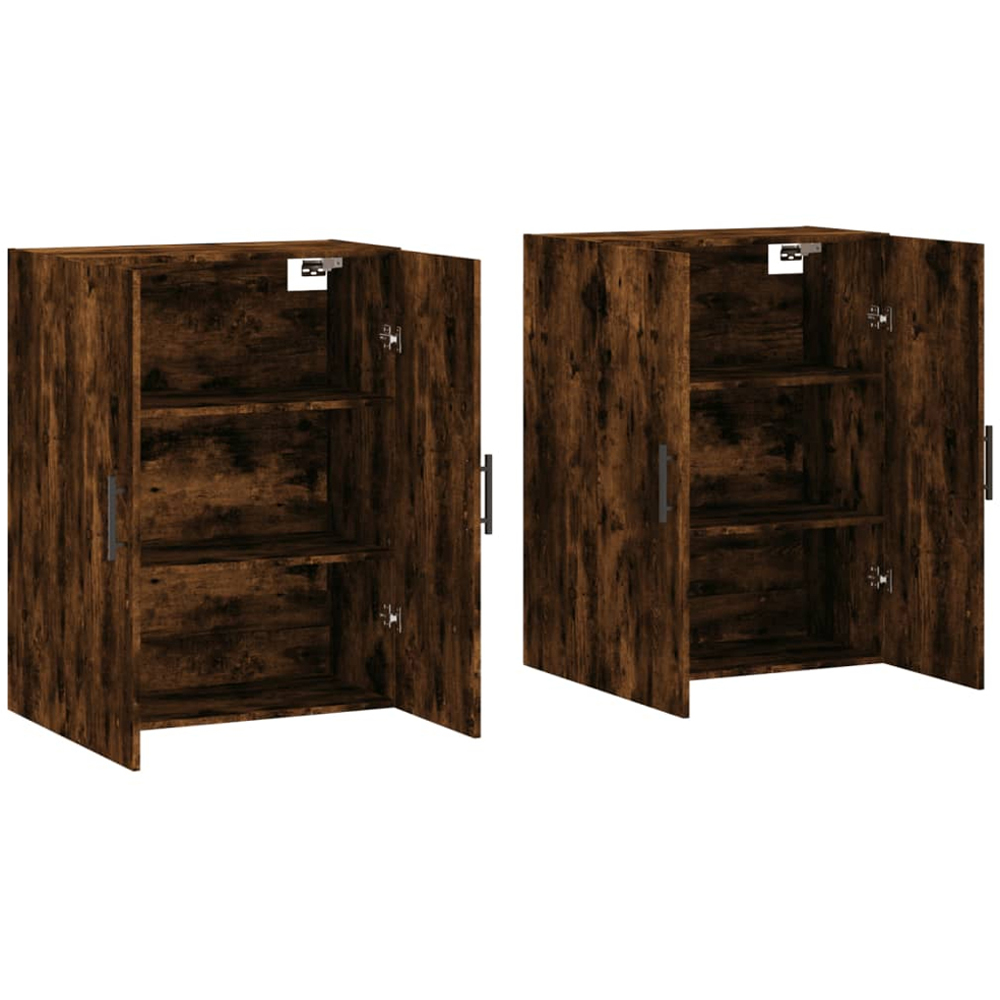 vidaXL 2 Door Brown Smoked Oak Wall Mounted Cabinet 2 Pack Image 4