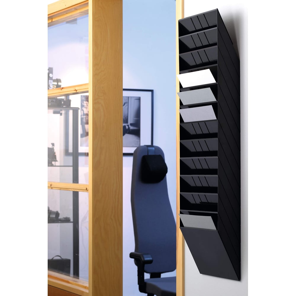 Durable FLEXIBOXX 12 Slot A4 Landscape Black Wall Mounted Literature Holder Image 2