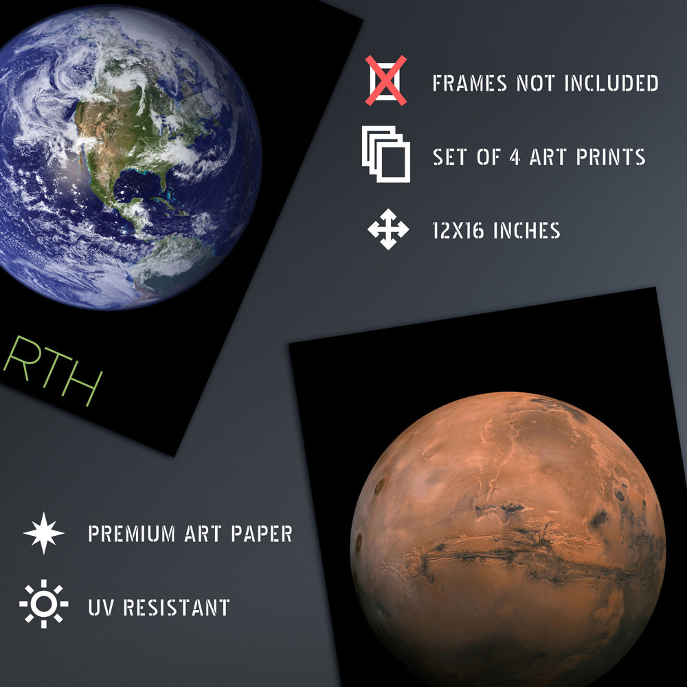 Artery8 Solar System and Planets Wall Art Print 30 x 41cm 4 Pack Image 4