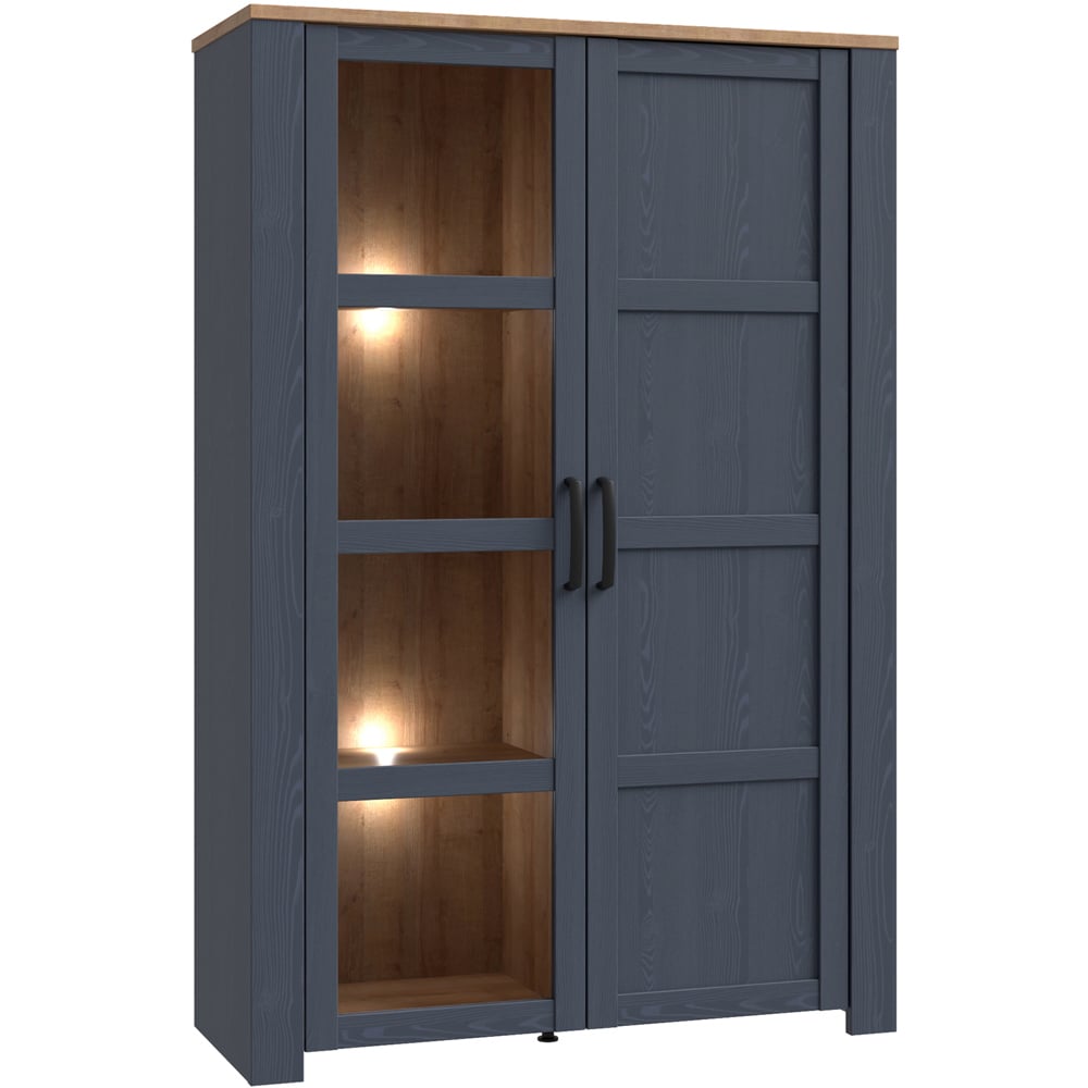 Florence Bohol 2 Door Navy Riviera Oak Display Cabinet Image 5