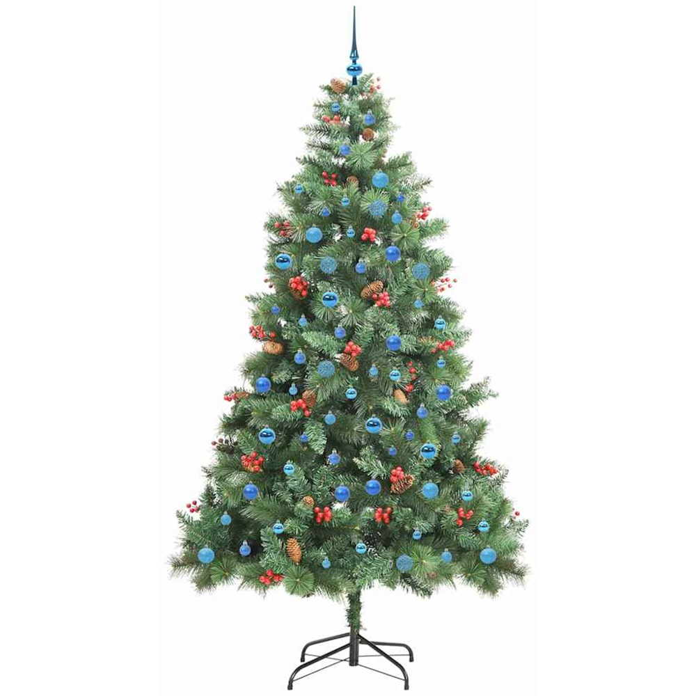 vidaXL 300 LED Pre-Lit Blue Baubles Green Artificial Christmas Tree 8ft Image 4