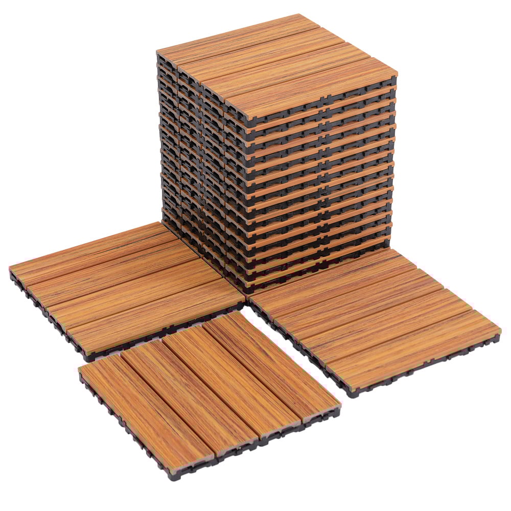 Costway Brown Interlocking Deck Tiles 18 Pack Image 1