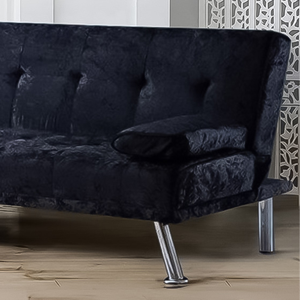 Brooklyn Italian Double Sleeper Black Crushed Velvet Sofa Bed Image 2