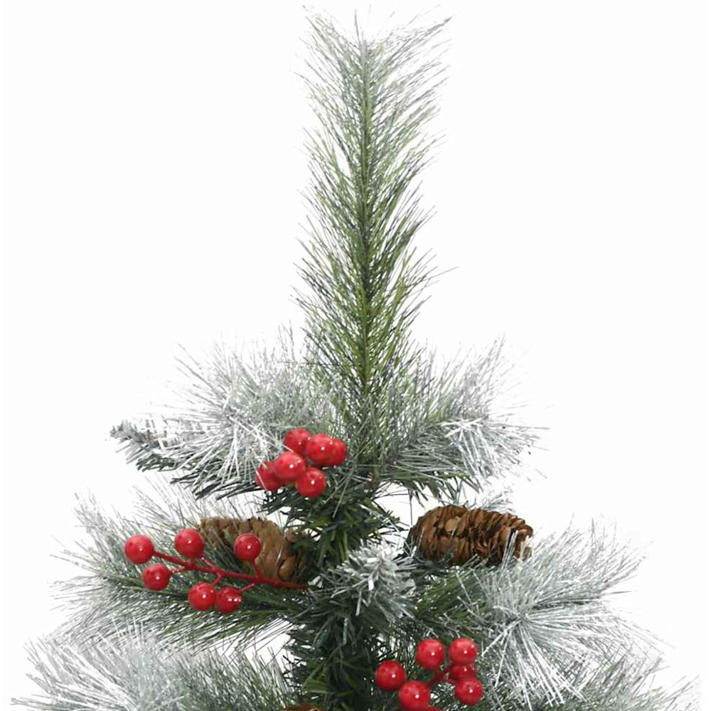 vidaXL Pre-Lit Gold Baubles Green Artificial Snow Flocked Christmas Tree 5ft Image 7