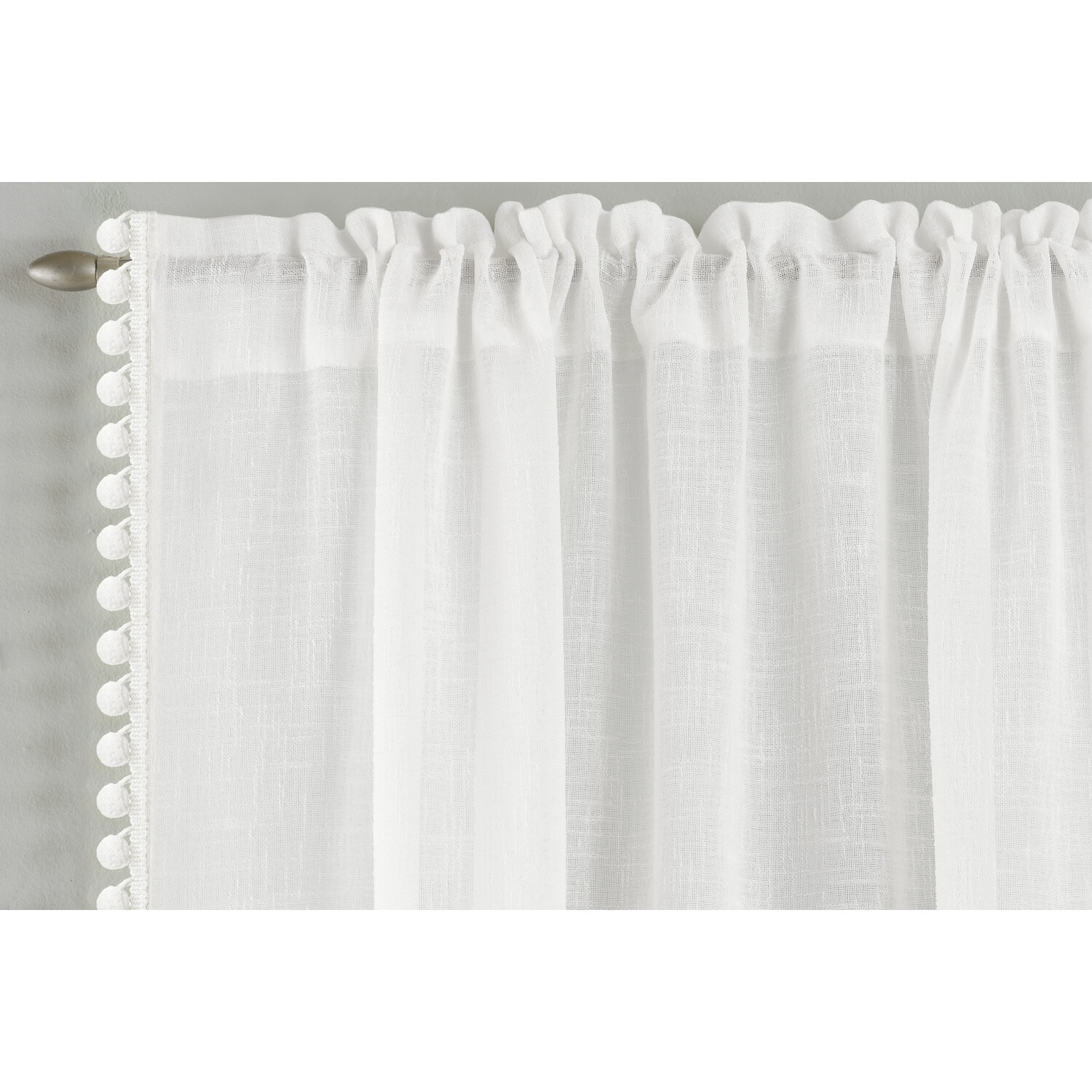 Tahiti Pompom Edge Voile Panel - White / 183cm Image 3