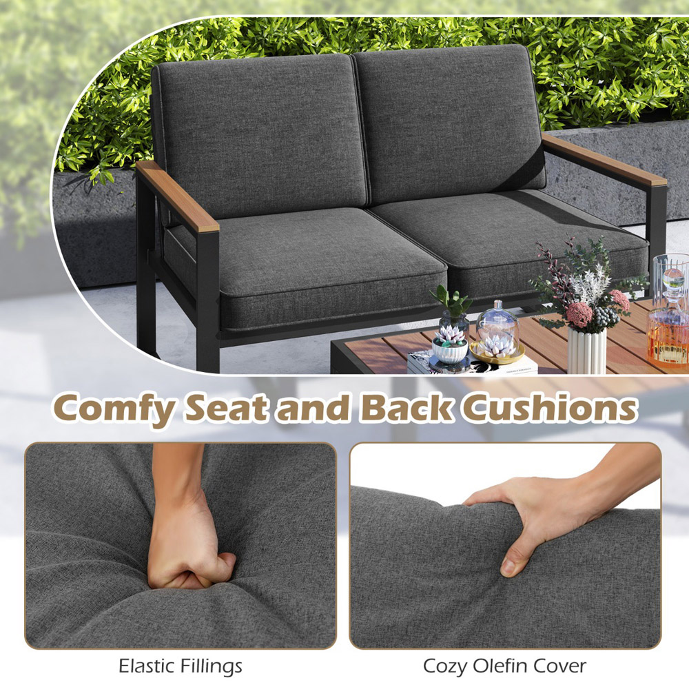 Costway 2 Seater Patio Aluminium Furniture Set Grey Image 6