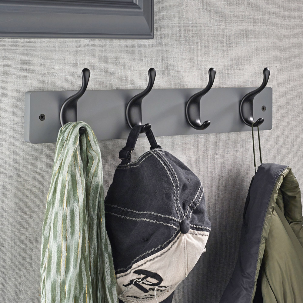 Headbourne Grey and Black 4 Hook Coat Rail Image 2