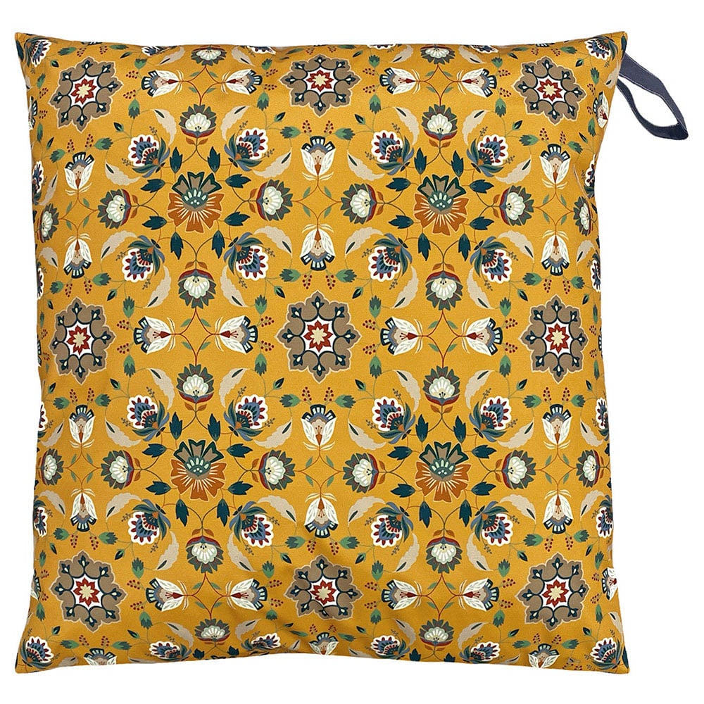 furn. Folk Flora Ochre Floral Outdoor Floor Cushion Image 1