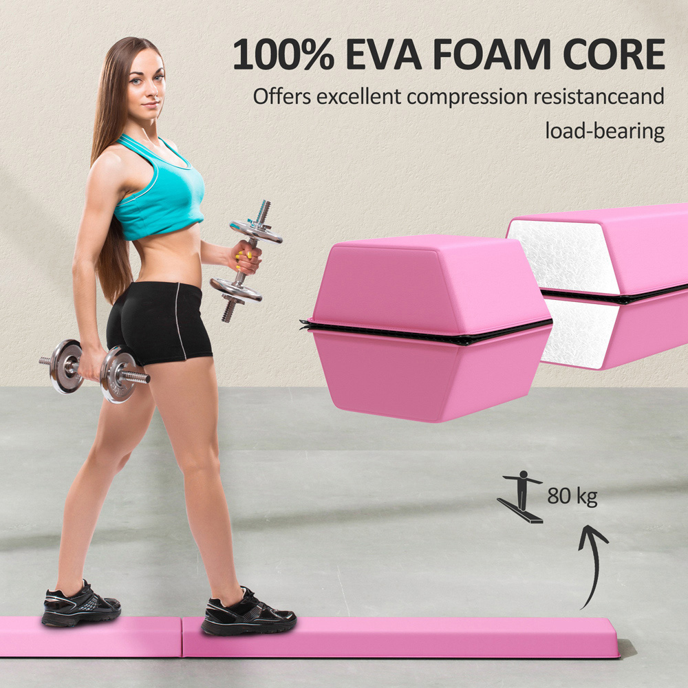 SPORTNOW Pink Foldable Gymnastics Balance Beam with Anti-Slip Base 235cm Image 5