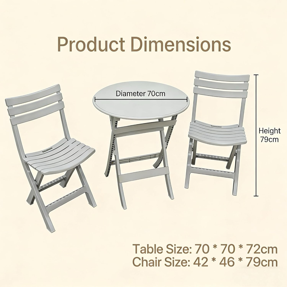 Alivio 2 Seater Grey Foldable Bistro Set Image 9