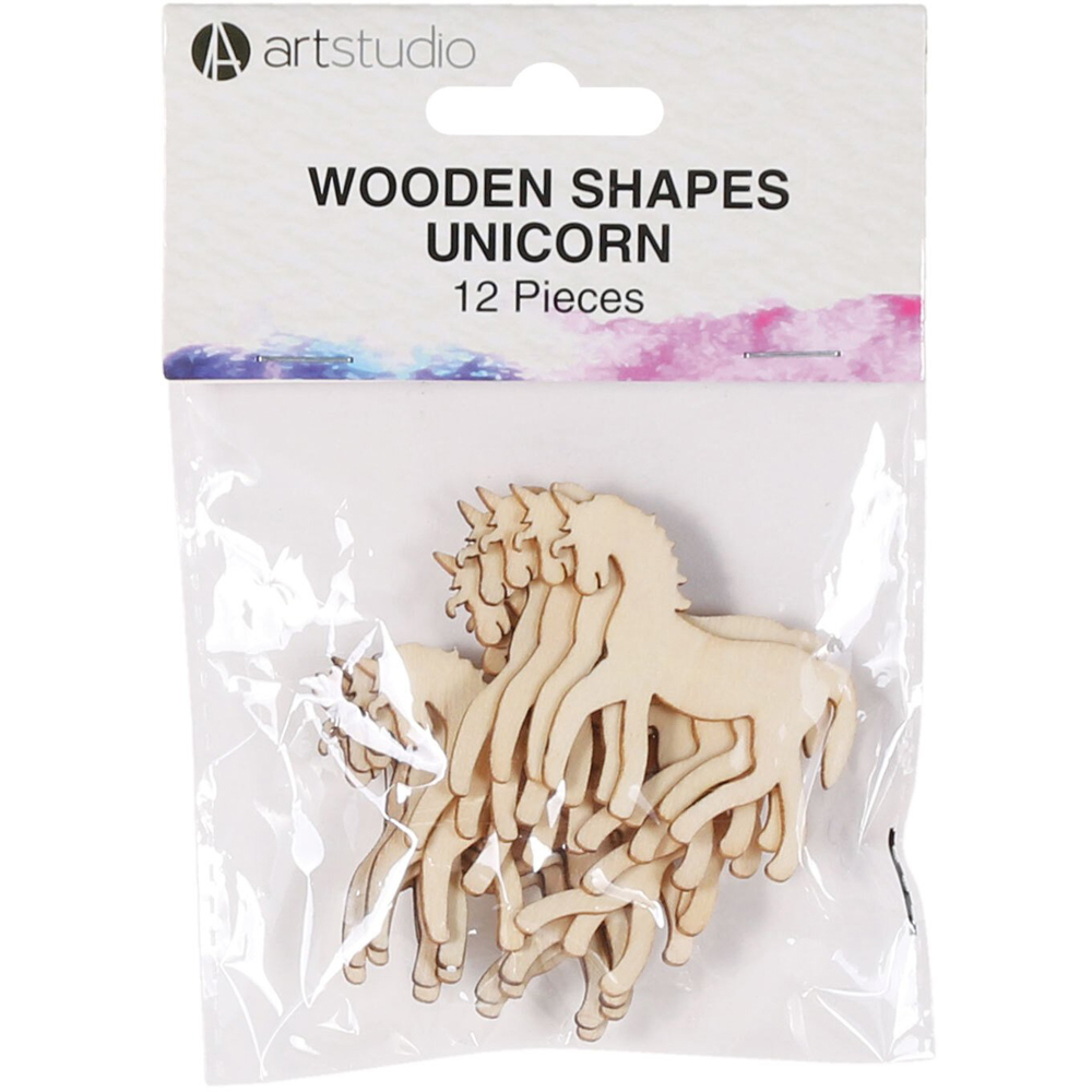 Set of 12 Art Studio Wooden Shapes  - Unicorn Image