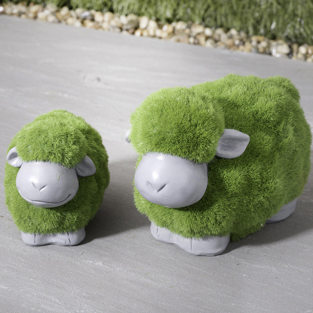 wilko Set of 2 Green and White Garden Sheep Statues Image 7
