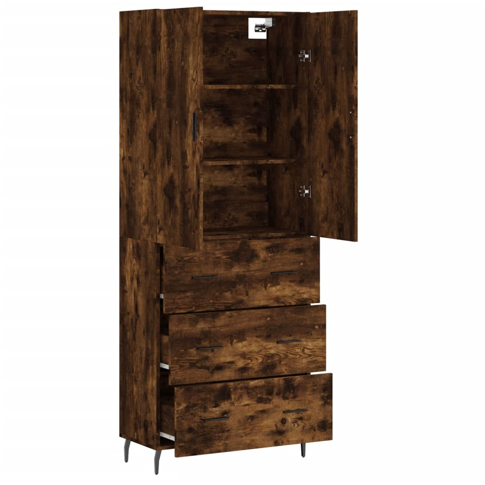 vidaXL 2 Door 3 Drawer Smoked Oak Highboard Image 3