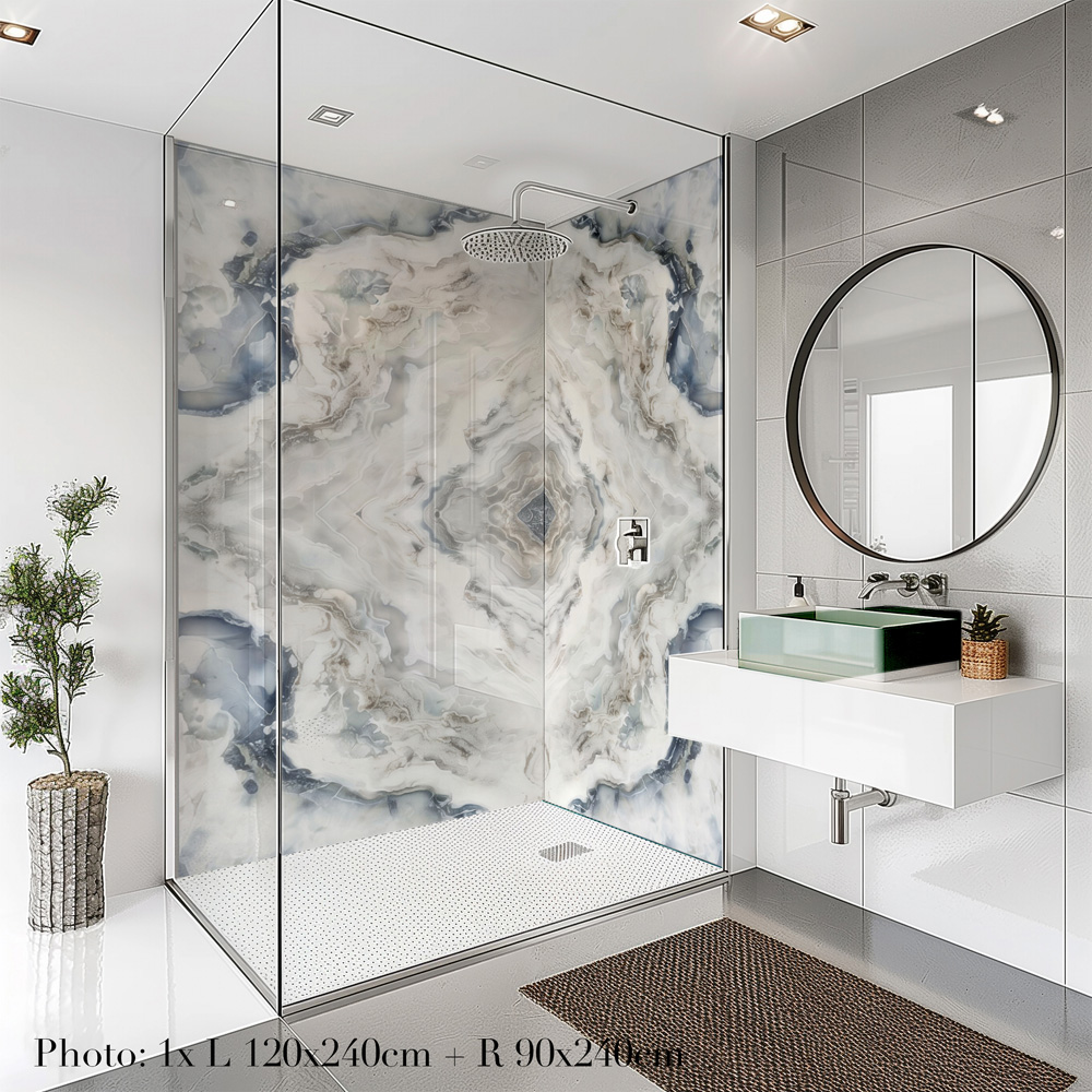 Splashbax Premium Artisan Persian Azul Acrylic Bathroom Wall Panel 2400 x 1200mm Image 4