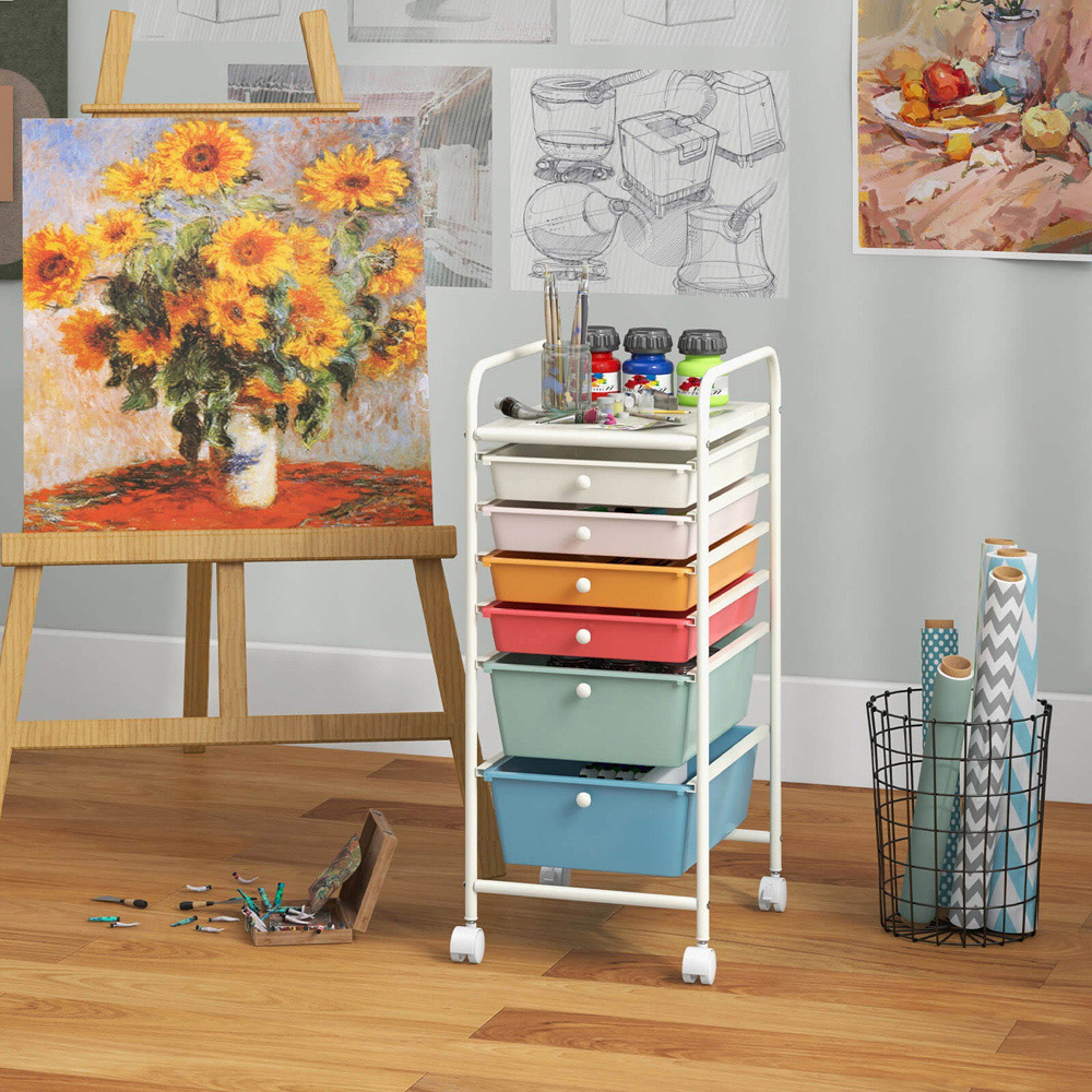 Costway 6 Drawer Colourful Storage Trolley Image 2