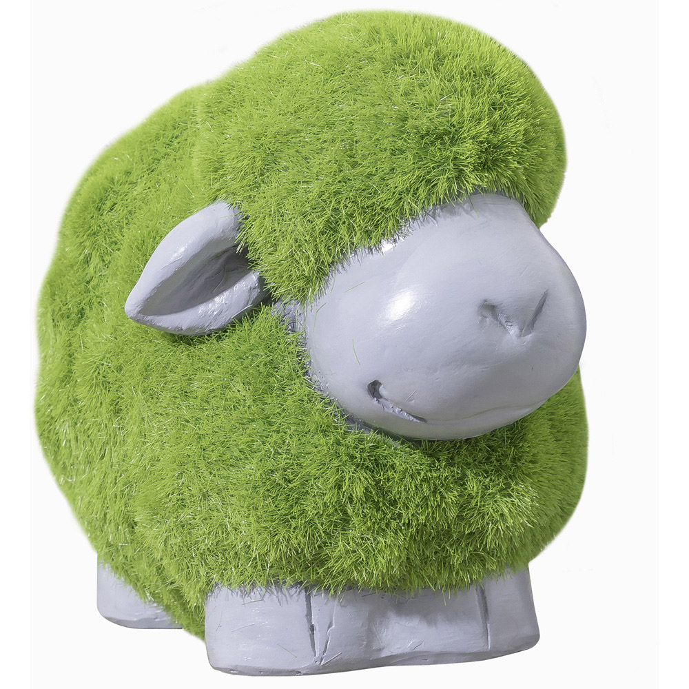 wilko Set of 2 Green and White Garden Sheep Statues Image 4