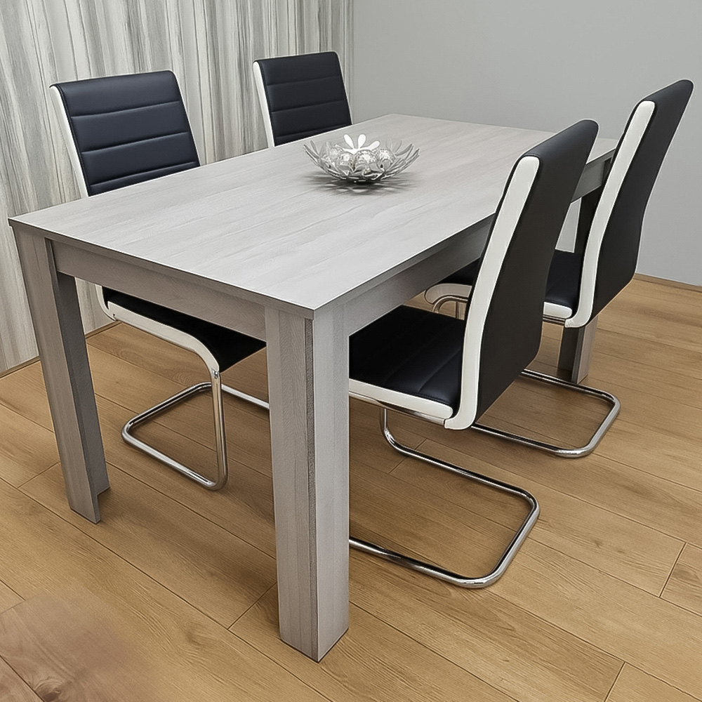 Portland Kosy Koala 4 Seater Dining Set Grey and Black Image 1