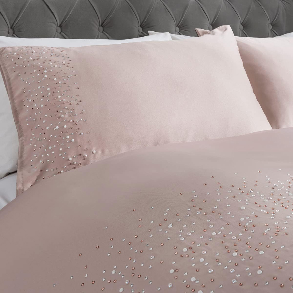 Smart Living Double Blush Pink Diamante Embellished Duvet Set Image 4