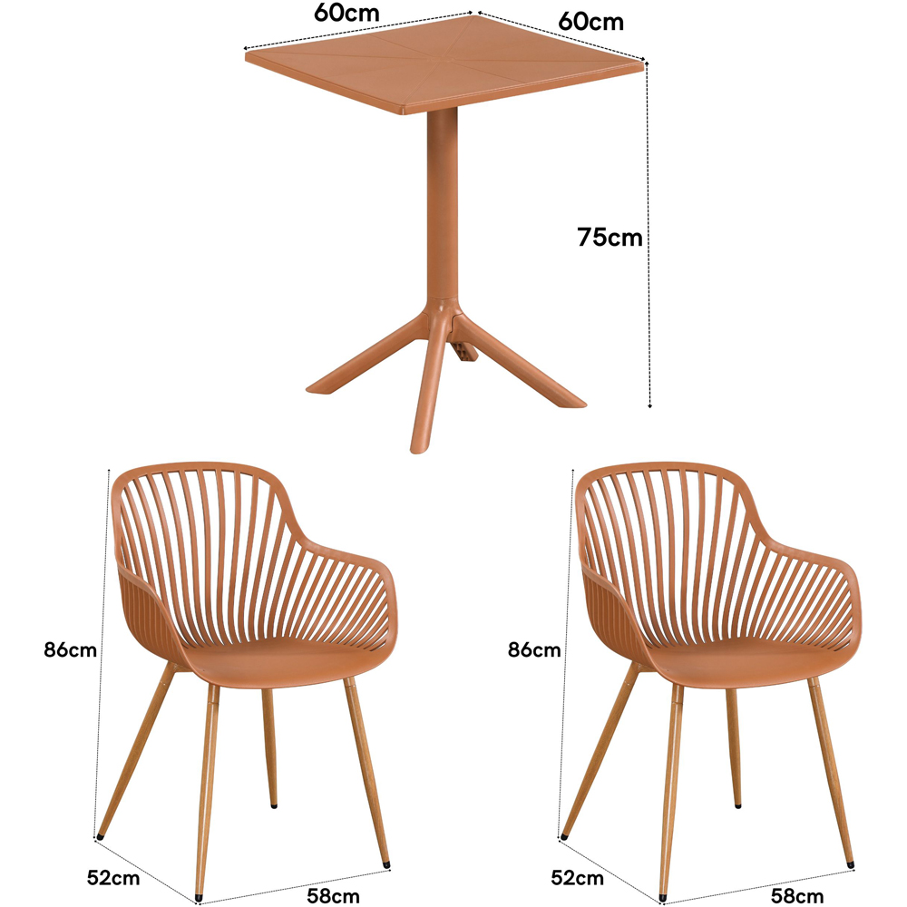 Core Products 2 Seater Terracotta Sunray Design Square Plastic Table Garden Bistro Set Image 8