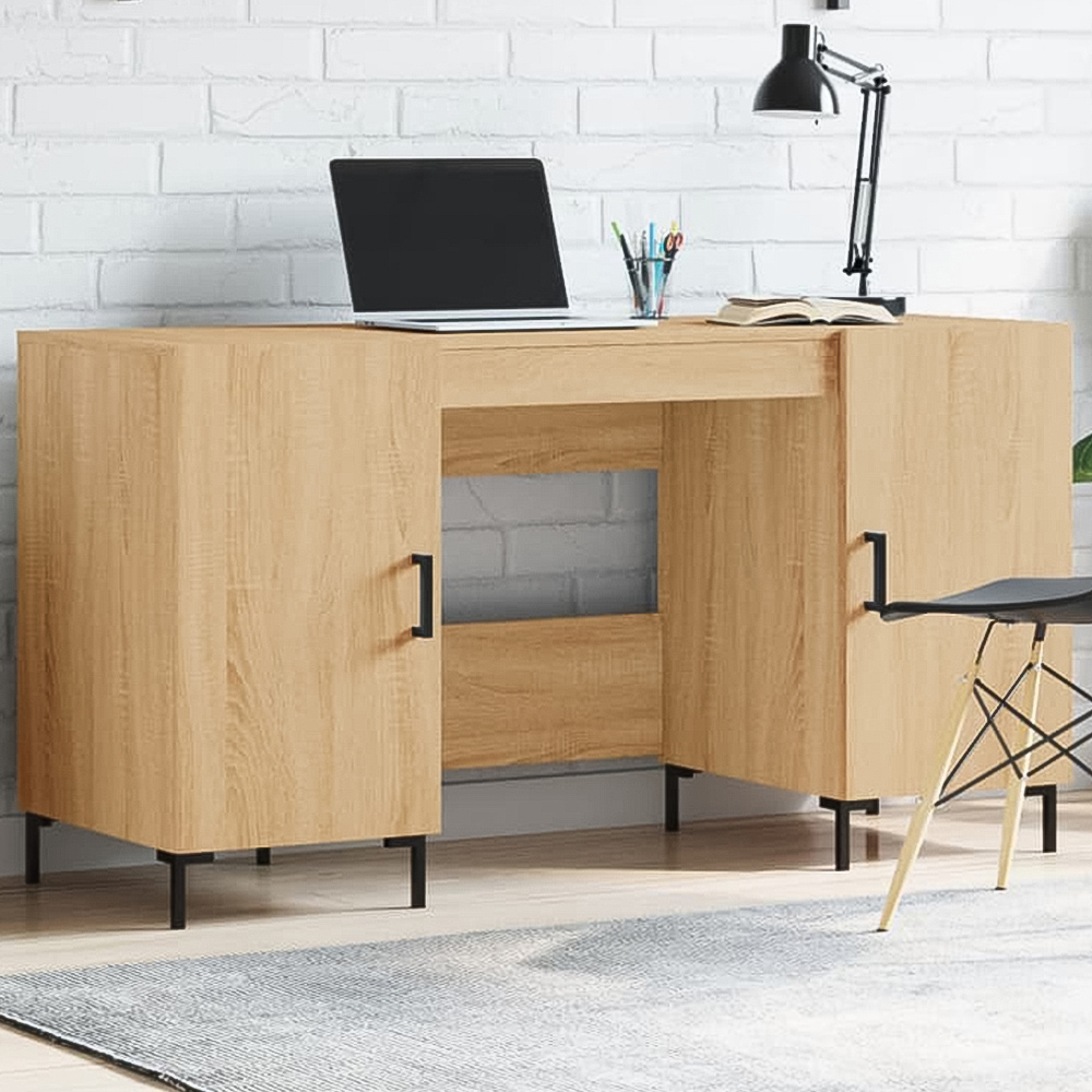 vidaXL 2 Door Computer Desk Sonoma Oak Image 1