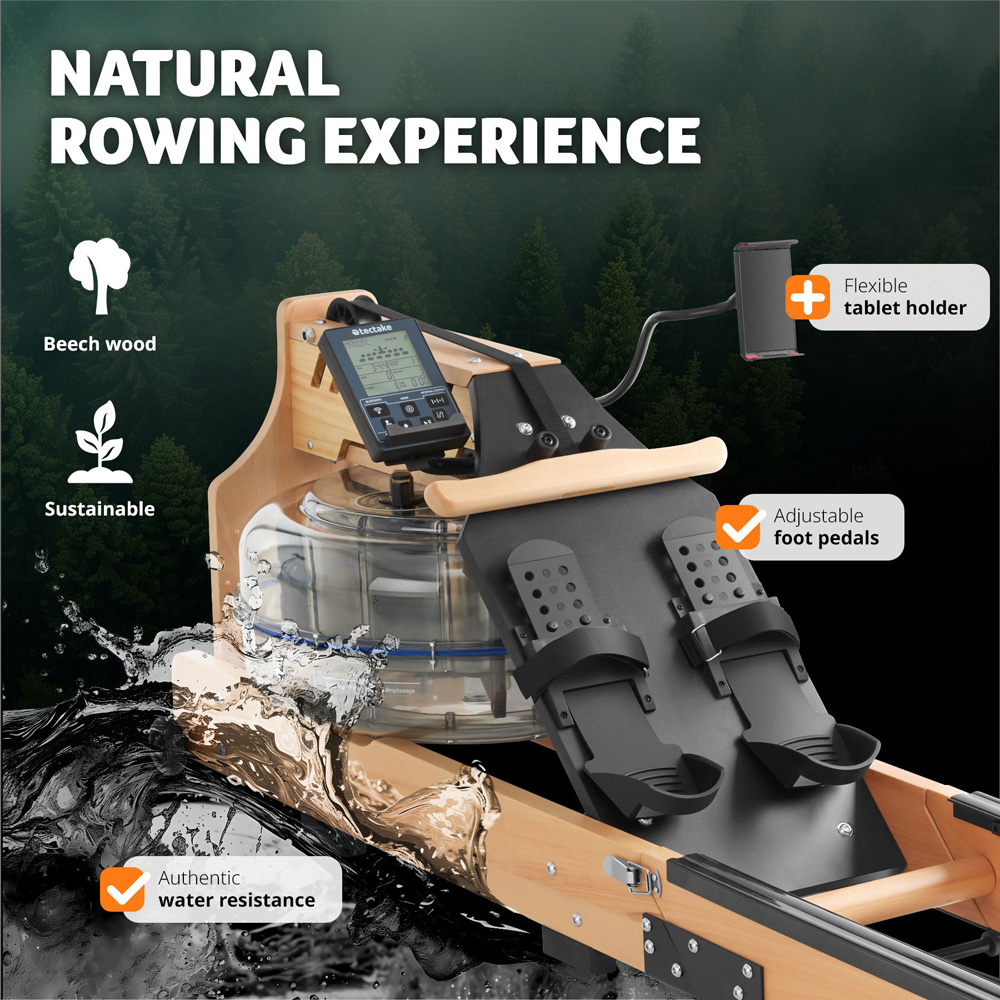 tectake Titan Foldable Ergonomic Wooden Rowing Machine Image 6