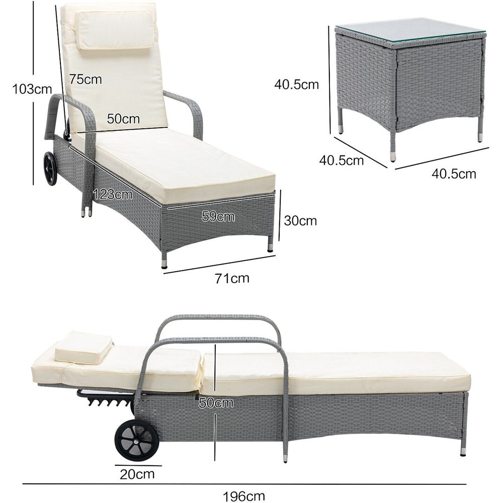 Venice Set of 2 Grey Sun Loungers with Table Image 9