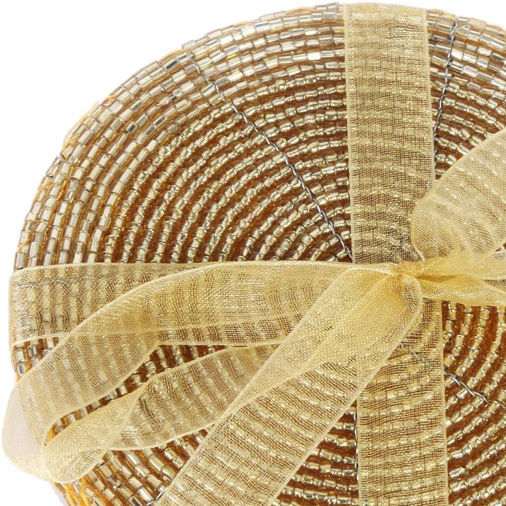 Marco Paul Gold Beaded Glass Coasters 4 Pack Image 2
