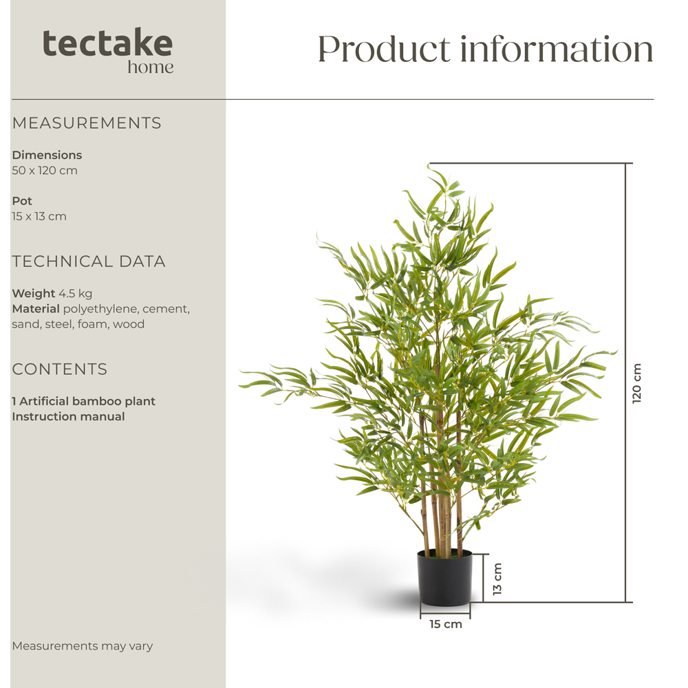 tectake Artificial Bamboo Plant in Pot 120cm Image 9
