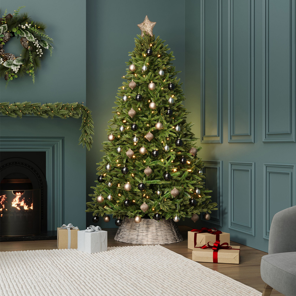 Charles Bentley Large Grey Wicker Christmas Tree Skirt 28cm Image 5