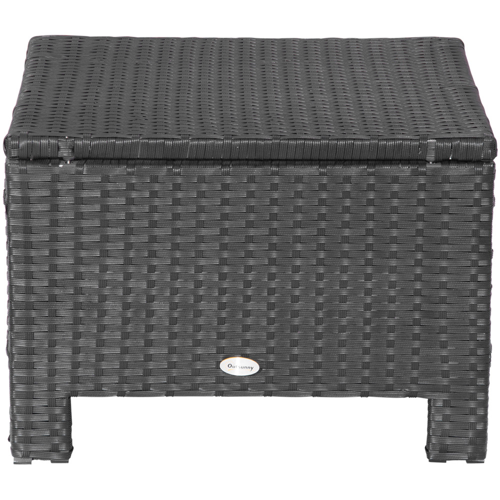 Outsunny Black PE Rattan Footstool with Padded Seat Image 3