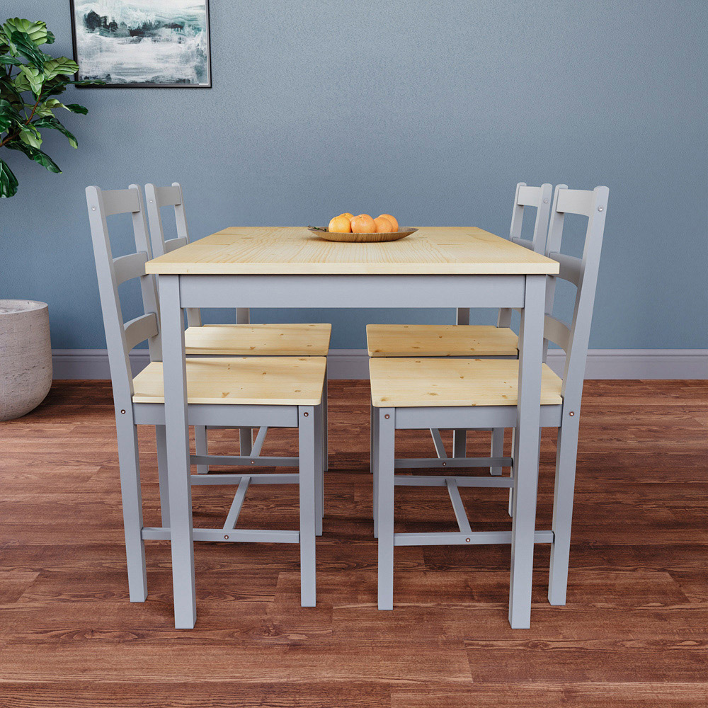 Vida Designs Yorkshire 4 Seater Dining Set Grey and Pine Image 5