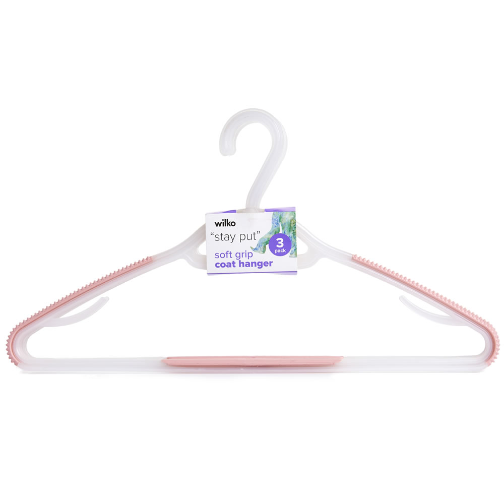 Wilko Soft Grip Plastic Coat Hangers 3 pack Image