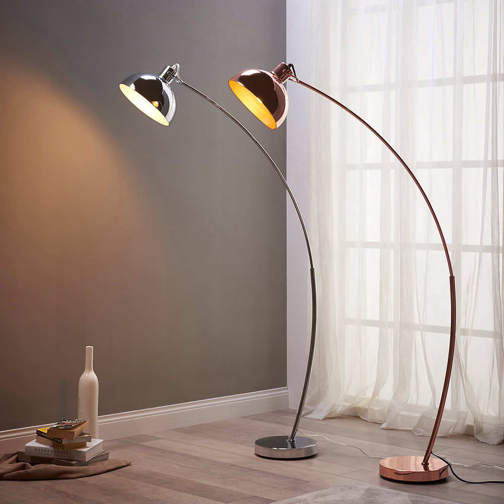 Teamson Home Arco Chrome Shade Arched Floor Lamp Image 4