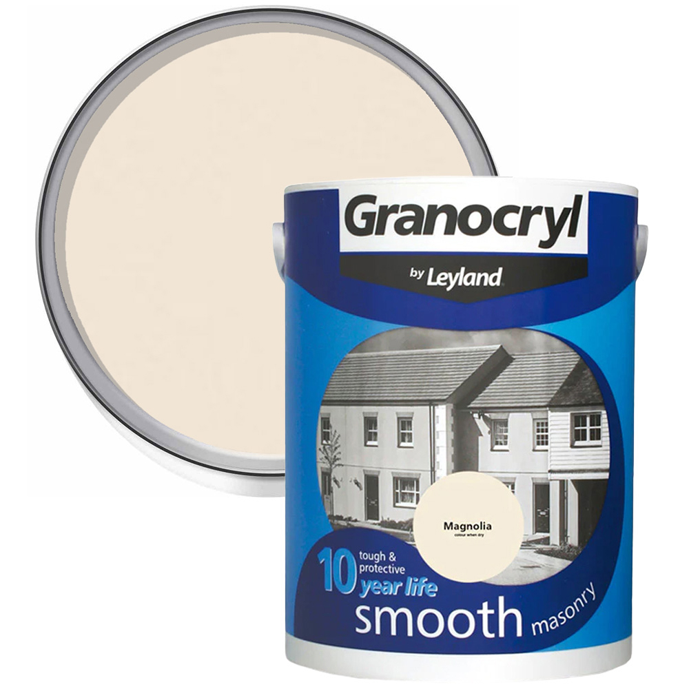 Leyland Granocryl Exterior Walls Magnolia Smooth Masonry Paint 5L Image 1