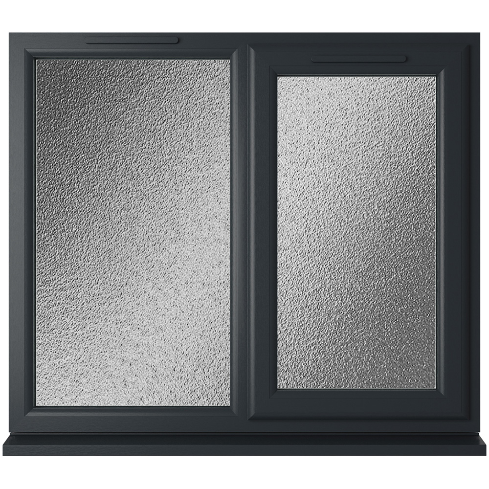 Crystal uPVC Triple Glazed Window RH Side Hung Next to a Fixed Grey White Obscure Glass 1190x1040mm Image 1