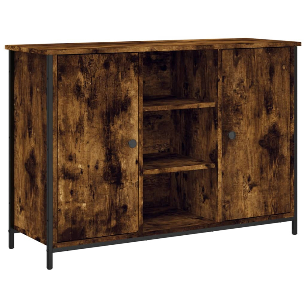 vidaXL 2 Door 3 Shelf Brown Oak Smoked Oak Sideboard Image 2
