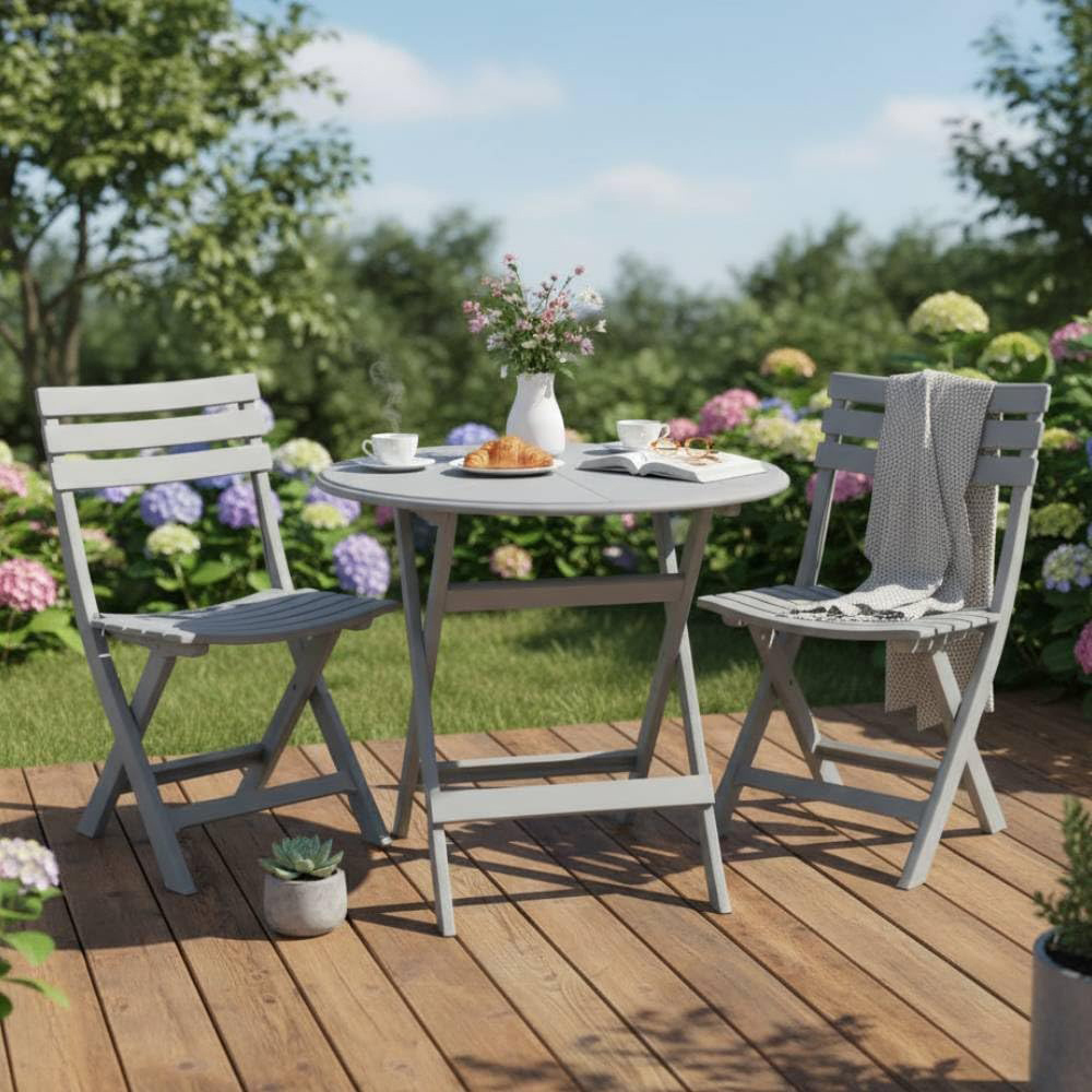 Alivio 2 Seater Grey Foldable Bistro Set Image 3