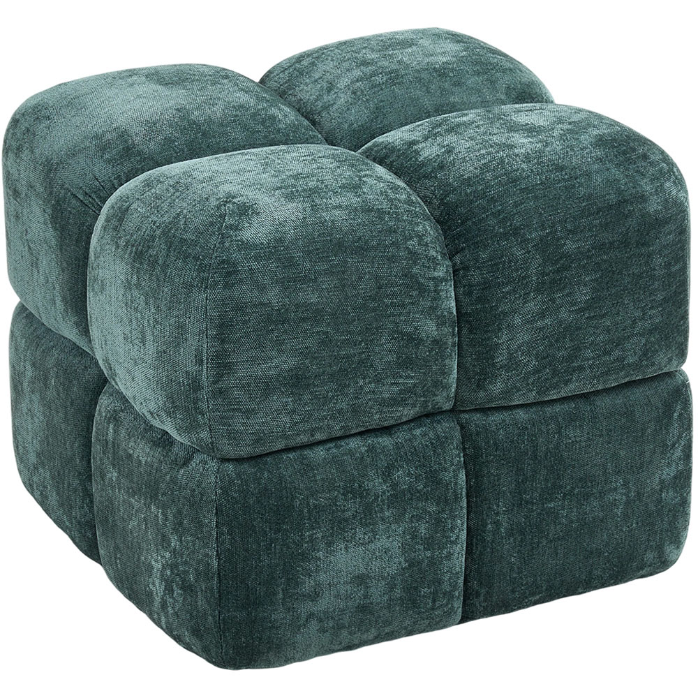 Living and Home Green Chenille Segmented Storage Footstool with Lift-Up Lid Image 2